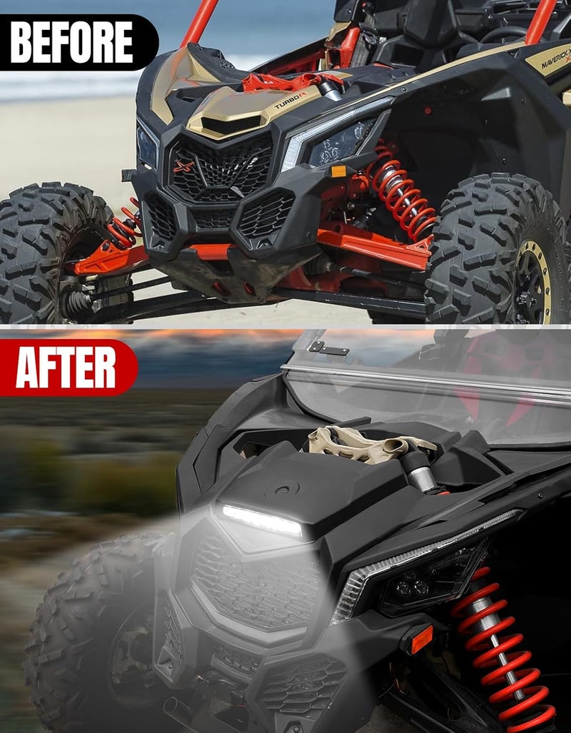 A & UTV PRO Sport Hood Scoop with LED Spotlight Compatible with Can-Am Maverick X3 XDS XRS MAX Turbo RR 2017-2025, Durable PP Front Hood Cover with Light, Air Vent Cover Accessories - Image 4